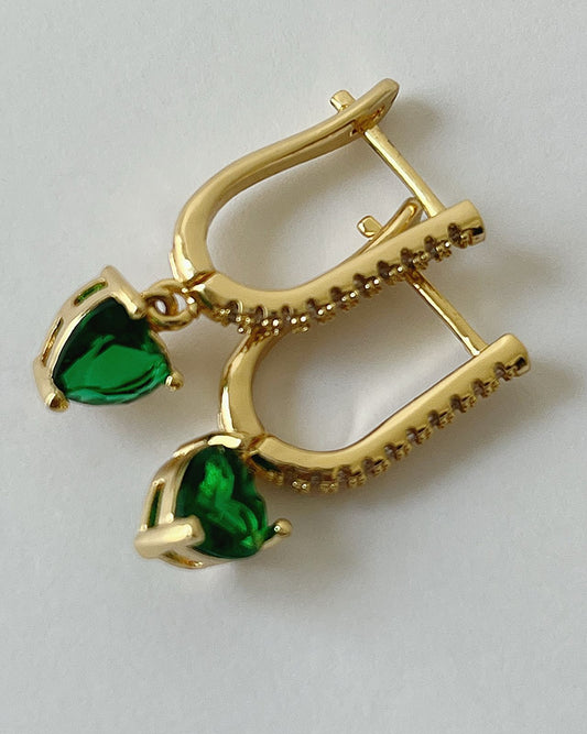 Green Heart Earrings